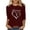 Wine, variant on Charella 3/4 Sleeves Valentine's Day Printed T-shirt for Women Round Neck Casual Tops Blouse White,10