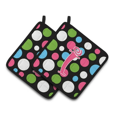 

Carolines Treasures CJ1038-IPTHD Letter I Initial Monogram - Polkadots and Pink Pair of Pot Holders 7.5HX7.5W