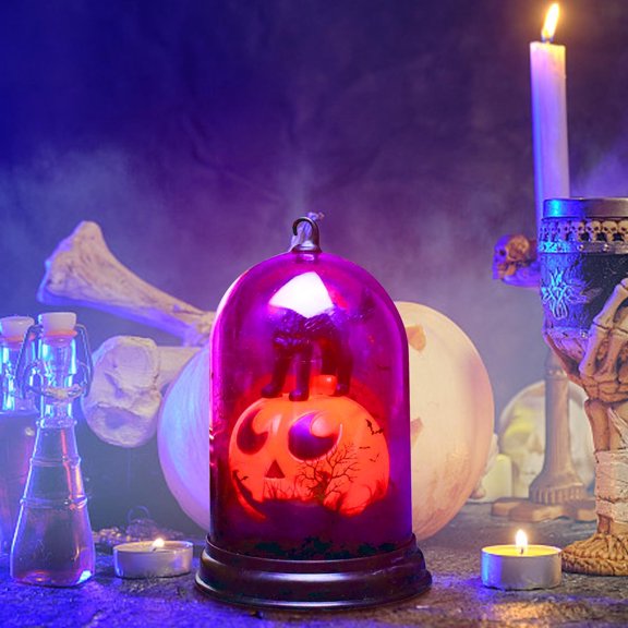 Luminous Halloween Pumpkin Skull Ornament, Battery Powered LED Glowing Desktop Prop, Creepy Spooky Decor for KTV, Bar Counter, Home Indoor Halloween Festival Scene Arrangement