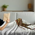 thumbnail image 3 of Batik Soft Flannel Fleece Throw Blanket, Savannah Animal Giraffe with Ornament Patterns on Body Creature Print, Cozy Plush for Indoor and Outdoor Use, 70" x 90", Multicolor, by Ambesonne, 3 of 5