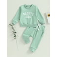 thumbnail image 2 of Wassery Kids Girls Fall Outfits Clothes 6M 12M 18M 24M 3T Toddler Girls Long Sleeve Letter Print Sweatshirt and Long Pants 2PCS Baby Girls Casual Autumn Clothing, 2 of 9