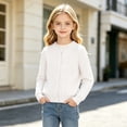 thumbnail image 5 of Husipze Cable Knit Cardigan Sweater for Girl Button Front Long Sleeves Cozy Soft Relaxed Fit Lightweight Fashion Outerwear White 2-3 Years, 5 of 10