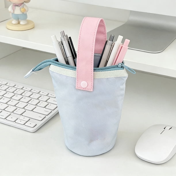 Estuche para lápices de gran capacidad con bolsa de papelería de pie | Diseño tipo cubo que se convierte en portalápices | Organiza bolígrafos y útiles escolares para el escritorio