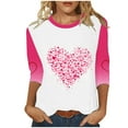 thumbnail image 2 of VgaVtl Pink Womens Tshirts Valentines 3/4 Sleeve Womens Tops Regular for Girlfriend Casual Love Print Basic Tops, 2 of 4