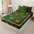 thumbnail image 2 of Homewish Wild Dino Zipper Queen Comforter Set with Fitted Sheet and 2 Pillowcases,Dinosaur Skeleton Zipper Bedding Set,Green Orange,Black Reversible,4pcs, 2 of 8