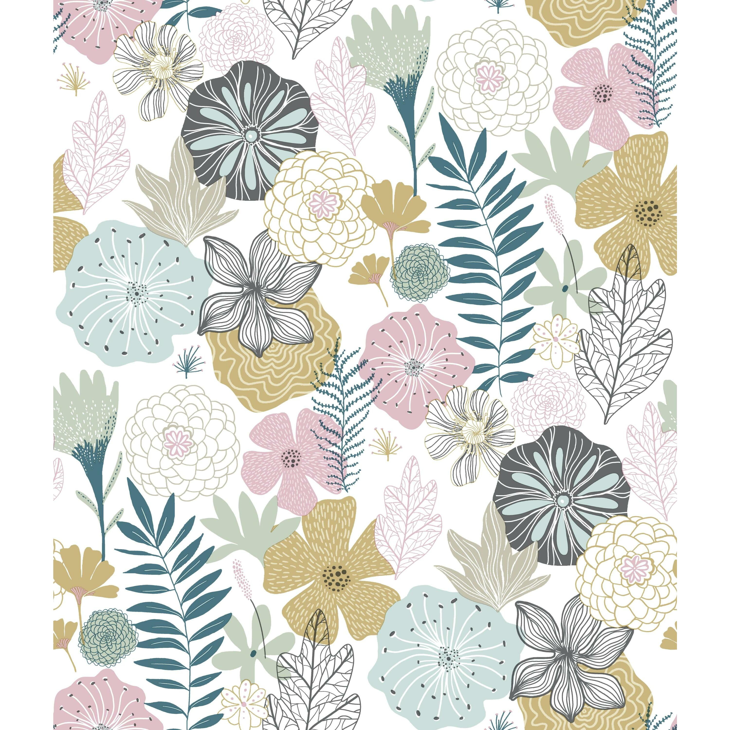 (2 pack) RoomMates Perennial Pink Floral Peel and Stick Wallpaper, 20.5 inches x 18 feet, 1 roll,