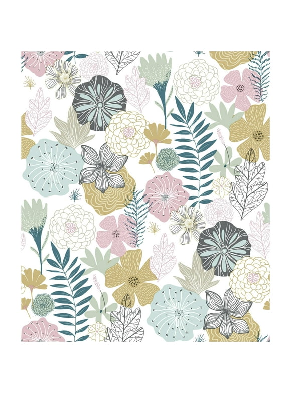 RoomMates Perennial Floral Peel and Stick Wallpaper, 20.5 inches x 18 feet