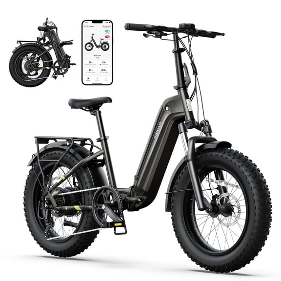 SISIGAD Electric Folding Bike for Adults, 500W Peak 750W Motor, 48V/500WH Battery Long Range, 20mph E Mountain Bike, 20"×4.0" Fat Tire Ebike, SGS