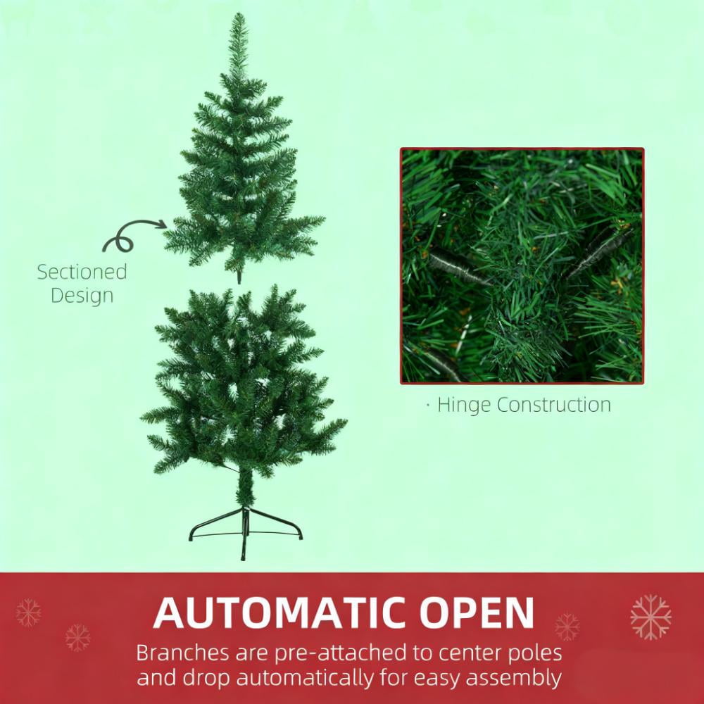 5ft Half Christmas Tree 229 Tips Wall-Mounted Space-Saving Hinged Branches Indoor Decor