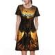 thumbnail image 1 of Fotbe Cool Black Eagle Vestido Largo de Moda para Mujer, Vestido Tipo Camiseta con Manga Corta y Estilo Casual a Rayas y Bloques de Color, 1 of 6