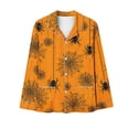 thumbnail image 7 of Women's Halloween Pajama Set Pumpkin Button Down Long Sleeve Print Sleepwear 2-Piece Lounge Suit with Pockets, 7 of 7