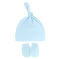 thumbnail image 5 of Gorro de lana con manoplas antiarañazos para bebé, regalo para recién nacidos, gorro de color liso, de cuero rosa, 5 of 5