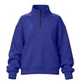 thumbnail image 4 of Rrxhxhs Sweatshirt for Women Solid Color Quarter Zip Mock Neck Long Sleeve Loose Casual Pullover Top, 4 of 6