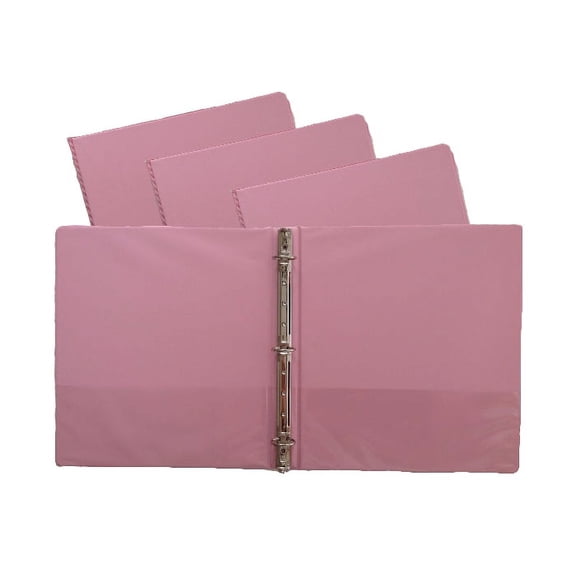 Pink Vinyl Standard 3-Ring Binders, 1-Inch, for 8.5" x 11" Sheets, with Inside Pockets, 4-Pack