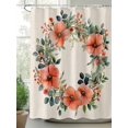 thumbnail image 2 of Shower Curtain Orange Flower Bud Shower Curtains for Bathroom, Waterproof Polyester Shower Curtain Set with Hooks, Extra Long 72" x 84" Linen Background, 2 of 6
