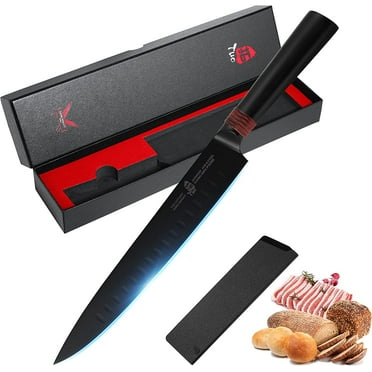 TUO Slicing Knife 9" - Ultra Sharp Granton BBQ Carving Knives - HC Japanese AUS-8 Stainless Steel - Comfortable Pakkawood Handle with Sheath & Luxurious Gift Box - Dark Knight Series