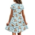 thumbnail image 5 of Uourmeti Otter Summer Dresses for Girls 9-10Y Cute Short Sleeve Swing Dress Animal Print Soft Crew Neck Knee Length A-Line Dresses with Pockets, 5 of 6