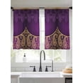thumbnail image 2 of Purple Boho Floral Sheer Curtains 45 Inch Length 2 Panels Set Window Treatments, Vintage Ethnic Tribal Abstract Art Rod Pocket Semi Curtains for Living Room/Bedroom/Kitchen Décor, 104"W x 45"L, 2 of 7
