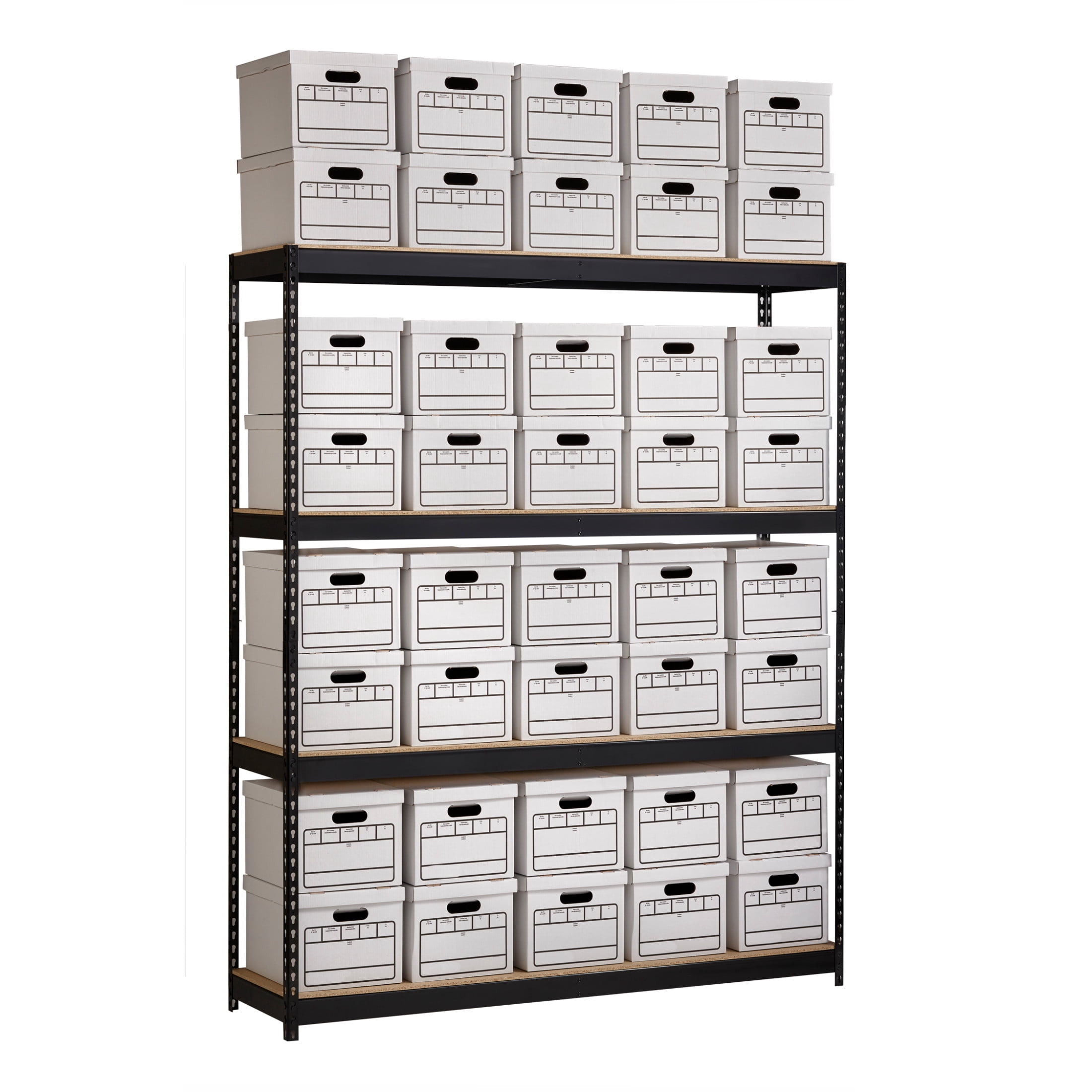 Hirsh Archival Riveted Steel Shelving 4-Shelf Unit, 18Dx69Wx84H, Black