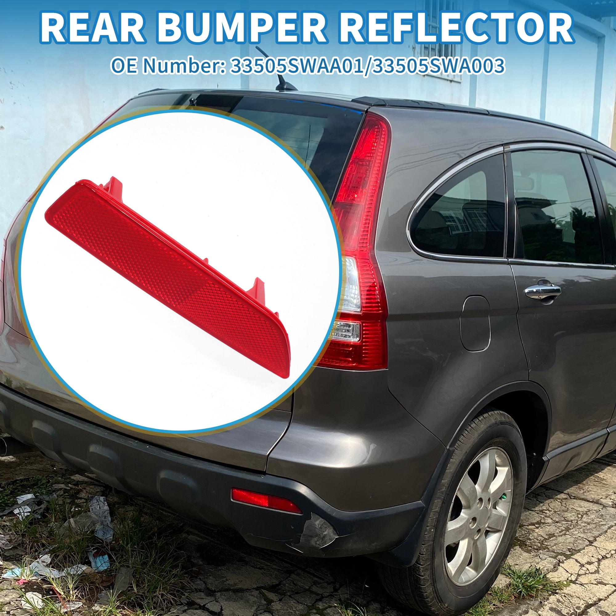 Unique Bargains Rear Right Bumper Reflector for Honda Crosstour 2013-2015 ABS Red