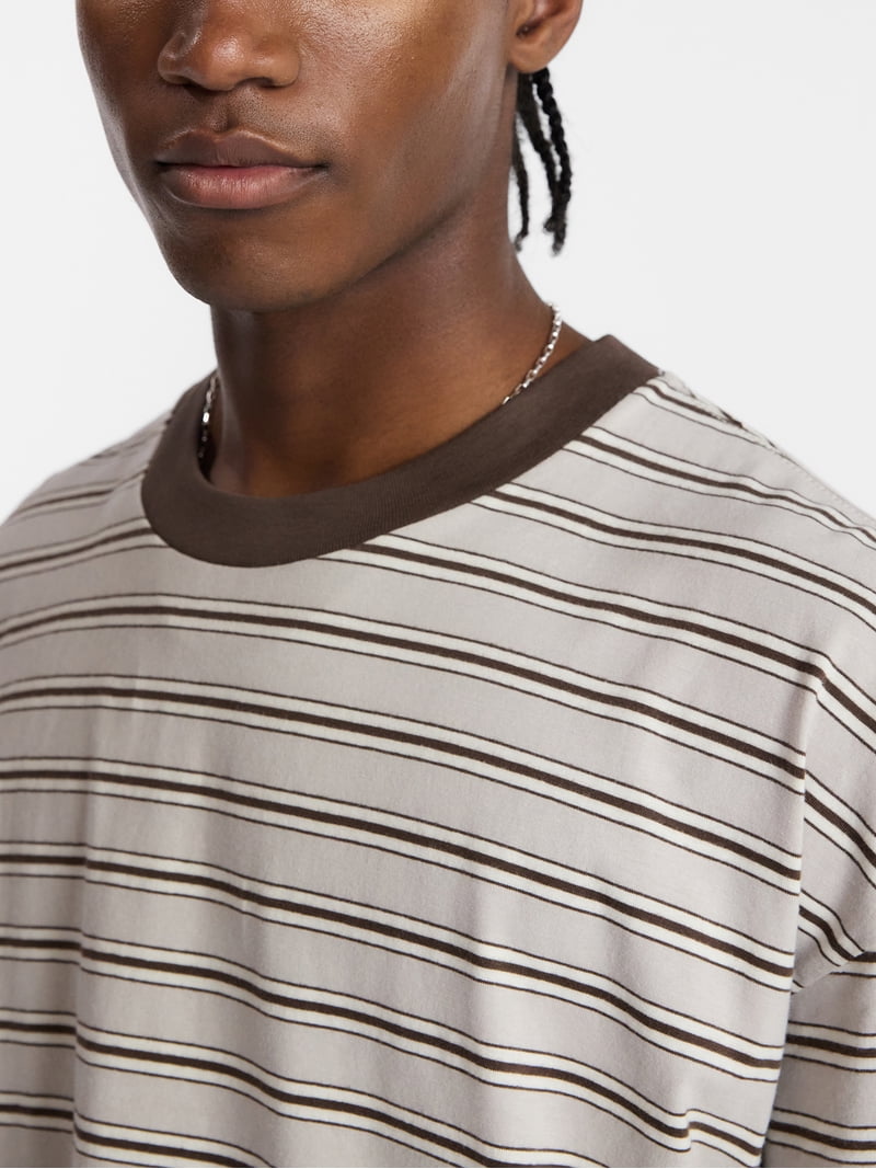 No Boundaries Men's Stripe Pattern Short-Sleeve Tee, XS-4XLT