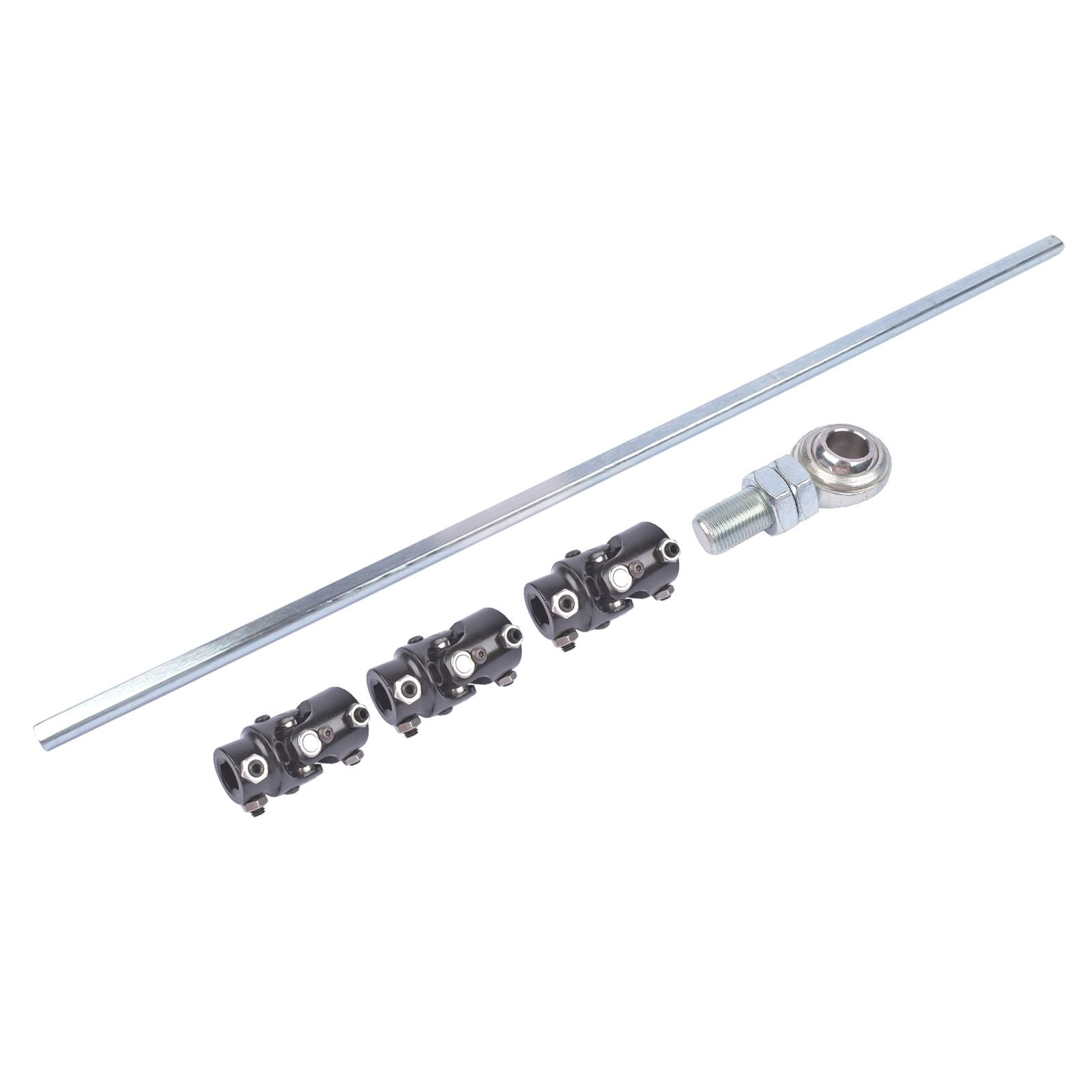 36" Universal Steering Shaft Kit w/ 3x 3/4DD Black U-Joints & Bearing Heim Joint - GM Compatible, Vibration & Noise Reduction, CNC Steel