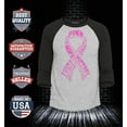 thumbnail image 2 of Shop4Ever Men's Men's Pink Ribbon Montage Word Cloud Breast Cancer Raglan Baseball Shirt Large Heather Grey/Black, 2 of 4