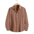thumbnail image 2 of GUZOM Mens Gauze Long Sleeve Button Down Shirt, Lightweight Breathable Wrinkle Free Casual, Relaxed Fit Curved Hem Solid Orange,Size 2XL, 2 of 8