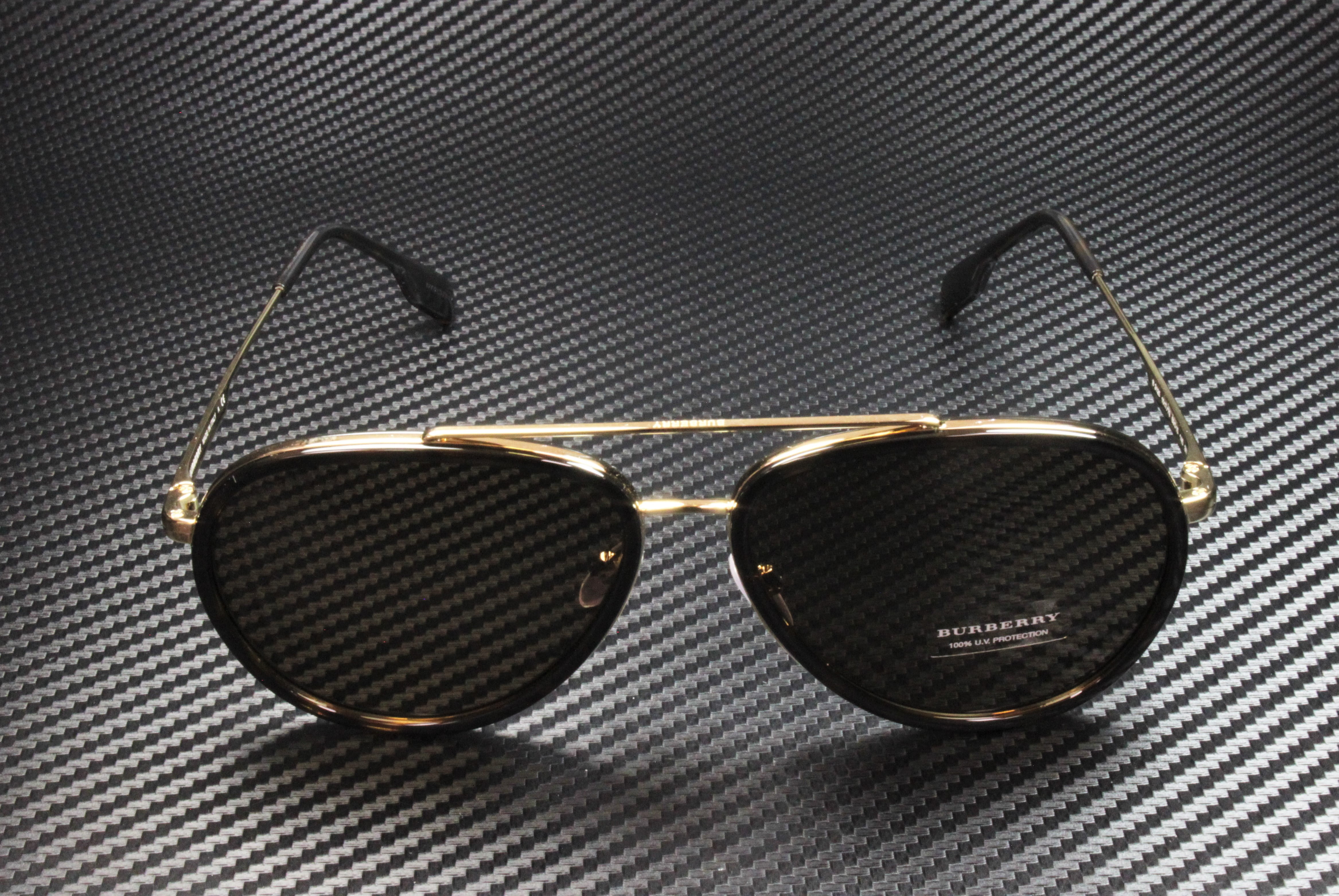 Burberry Oliver BE 3125 Metal Unisex Aviator Sunglasses Gold 59mm Adult