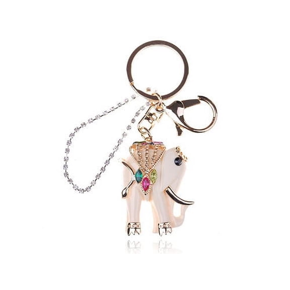 Beautiful Indian Cute Elephant Crystal Rhinestone Clip Hook Keychain