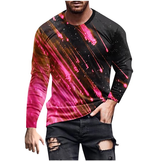 Blusas y camisas de manga larga y cuello redondo para hombre, camisetas casuales con estampado de moda y cuello redondo, blusas de licra de manga corta para hombre.