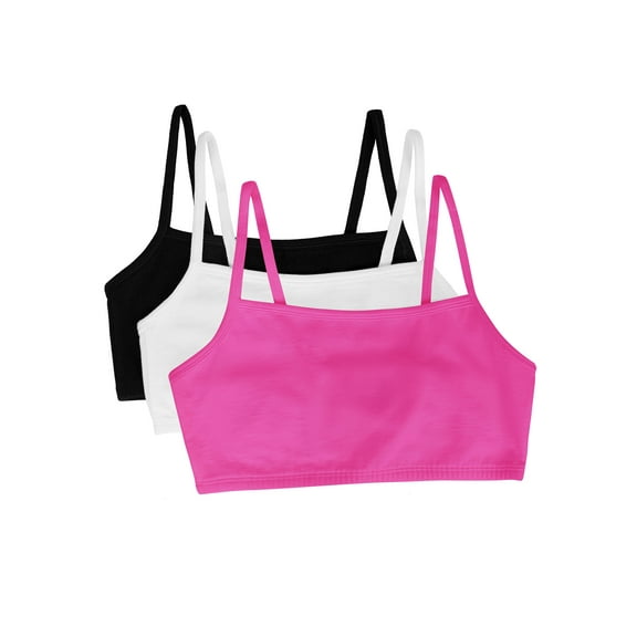 Fruit of the Loom Girls Spaghetti Strap Sport Bra, 3-Pack, Sizes 4-18