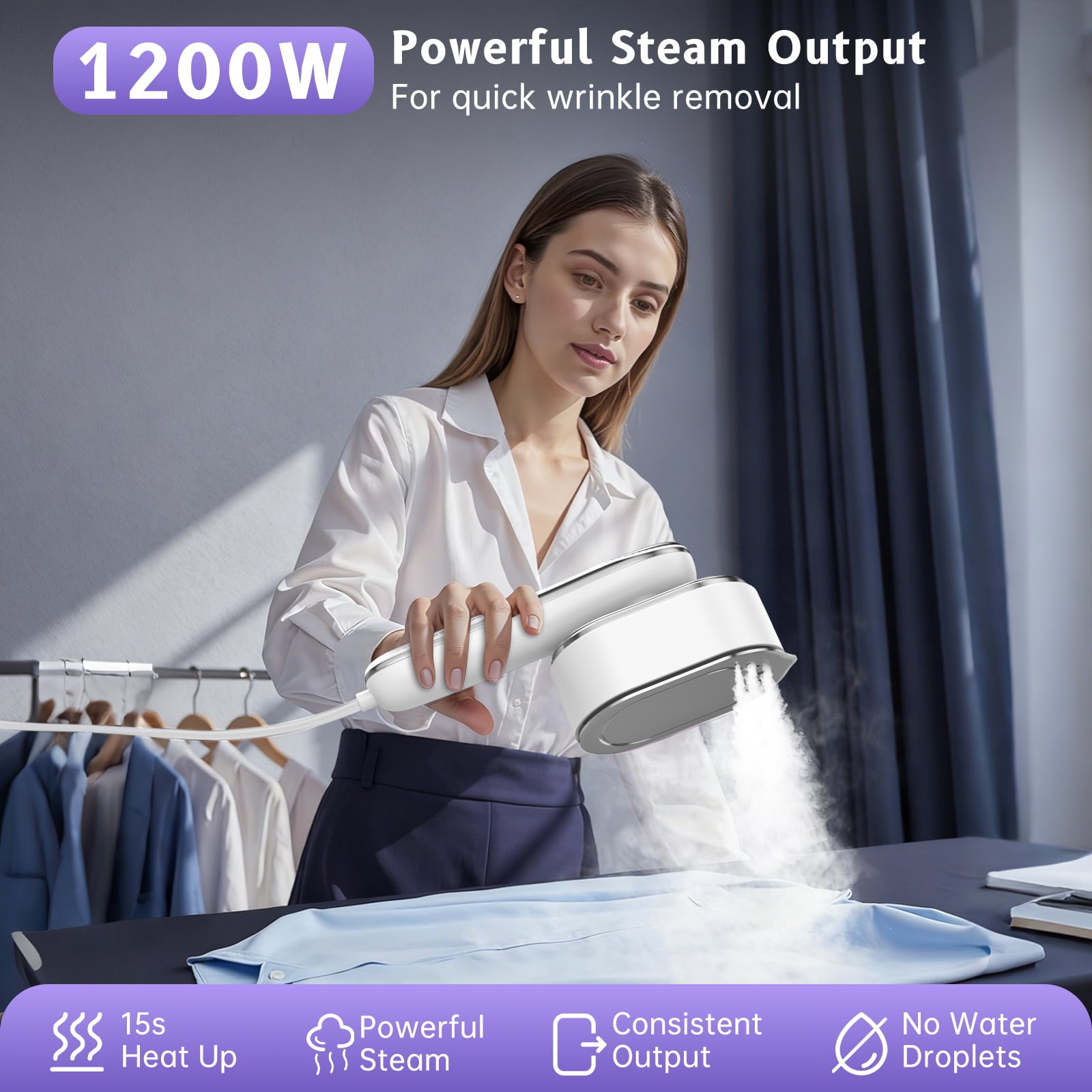 DAKOMM Travel Steamer, 2026 Upgraded Handheld Steamer for Clothes, 13s Fast Heat-Up, 4 Modes, 90° Swivel Handle, Wrinkle-Free Garment Care for Home or On-the-Go