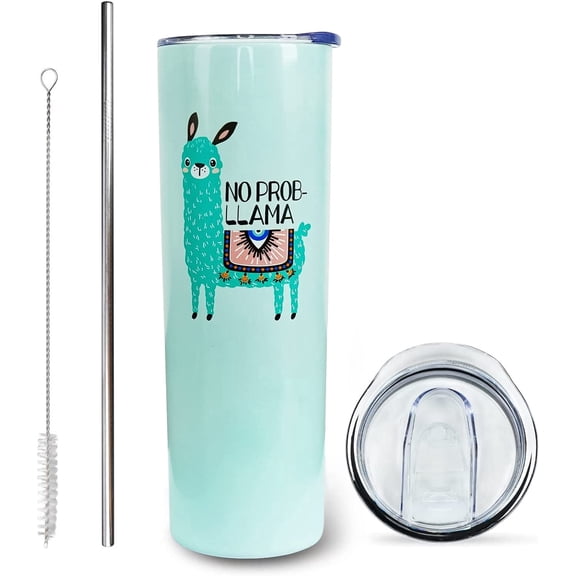 Llama Gifts for Women - Llama Tumbler Llama Cup Coffee Mug with Lid and Straw - 20 Oz Stainless Steel Coffe Tumbler Bottle Water - Christmas Birthday Gifts