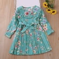 thumbnail image 2 of EnJoCho Girl's Casual Dress Summer Scoop Neck Long Sleeves Floral Flowy Print Plain Sundress Dress Little & Big Children Fashion Party Dresses 2-3 Years, 2 of 5