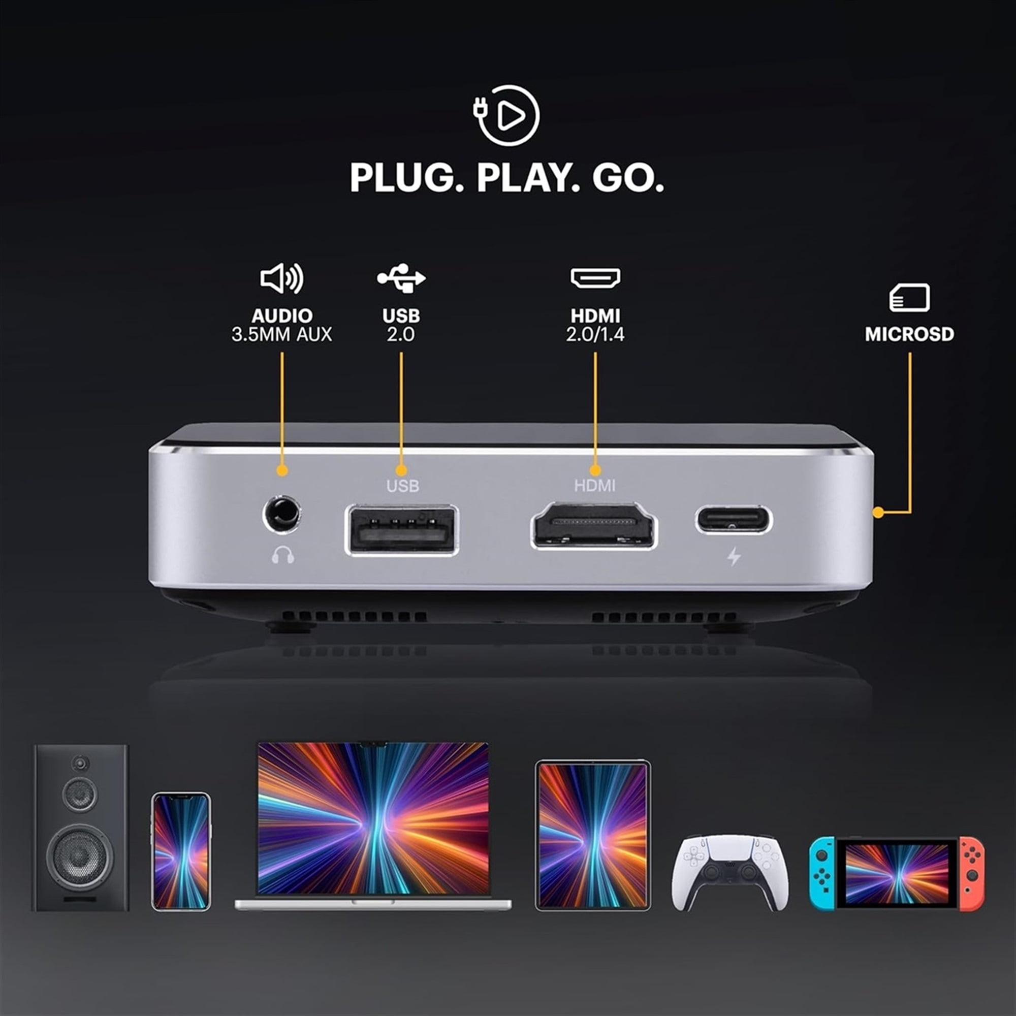 Kodak Luma 75 Ultra Mini Projector, Portable Pico Projector with Overhead Tripod & Case (Black)