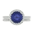 thumbnail image 2 of 2.56 ct Brilliant Round Cut Tanzanite 18K White Gold Halo Solitaire with Accents Engagement Bridal Wedding Ring Band Set size 10.75, 2 of 7
