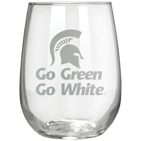 Michigan State Spartans Etched 17oz. Rally Cry Stemless Wine Glass