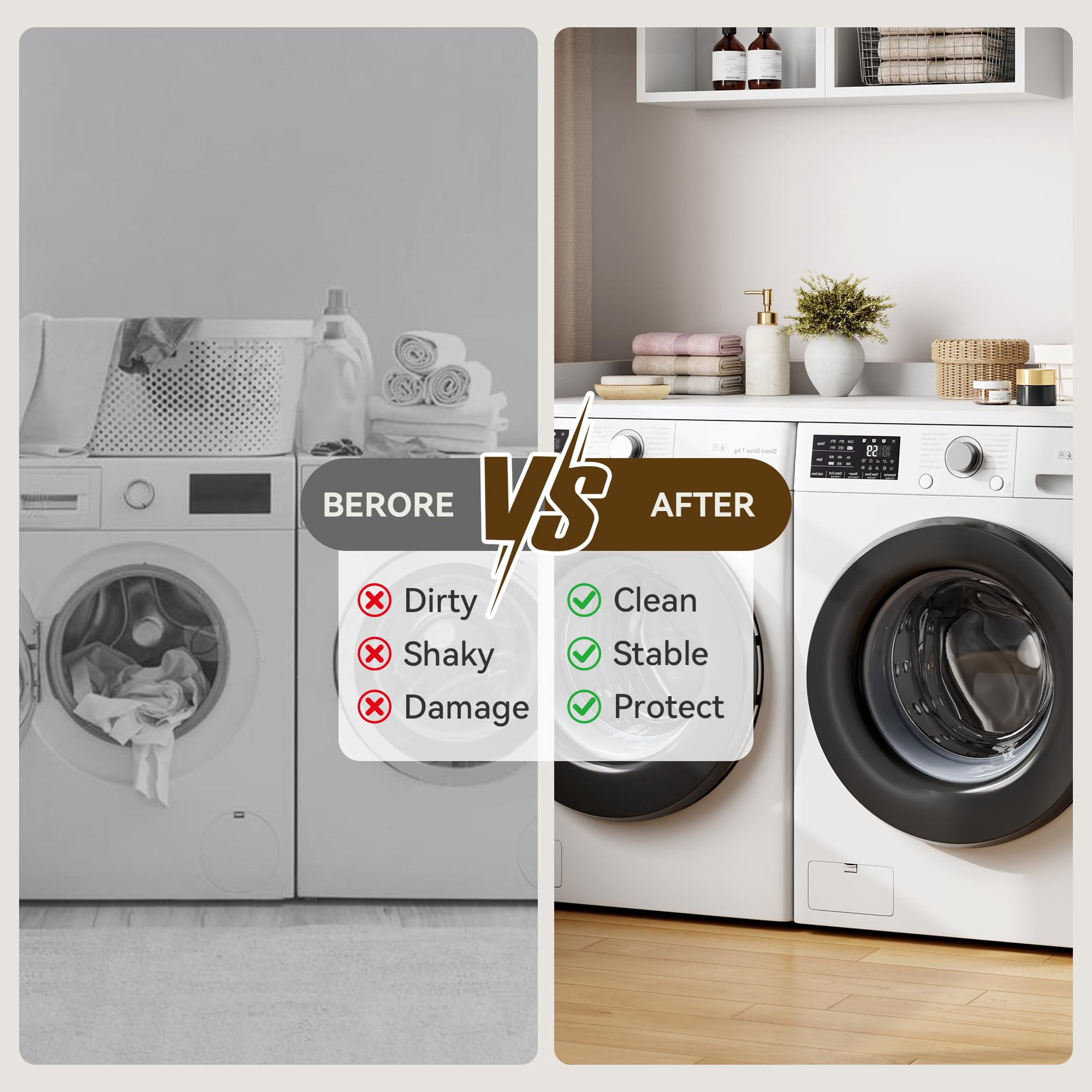 PYY Washer Dryer Countertop, 54.3" x 27.6" Wooden Laundry Countertop with Edge Rails, Washer and Dryer Topper for Laundry Room Organization and Storage, White