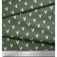 thumbnail image 2 of Soimoi Green Moss Georgette Fabric Pink Heart Print Fabric by the Yard 42 Inch Wide, 2 of 3