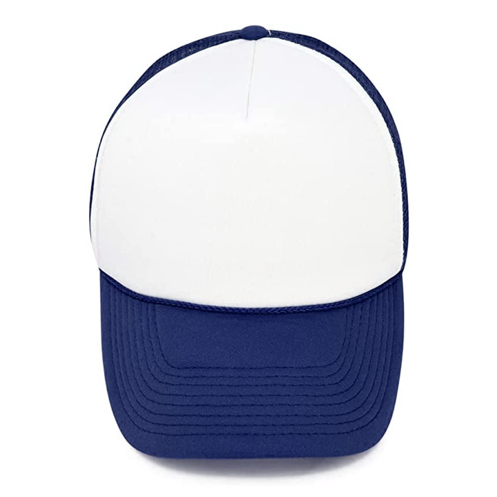 MR.R Sublimation Blank Polyester Mesh Cap Mesh Hat Two Tone Trucker Summer Mesh Cap with Adjustable Snapback,Dark Blue,6 Pieces per Pack