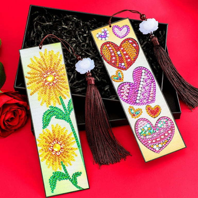 Diamond Painting Bookmark 5D Diamond Painting Bookmarks Floral Beaded  Bookmarks with Tassel Resin Rhinestone Bookmark for DIY Art Crafts Students  Adults 