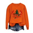 thumbnail image 5 of asdoklhq Christmas Women Sweatshirt Women's Round Neck Christmas Printed Sweatshirt Long Sleeved Top Sweatshirt Orange XL, 5 of 6