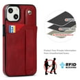 thumbnail image 6 of for iPhone 15 Plus Case Wallet with Card Holder, Classic PU Leather Kickstand with Hand Strap RFID Blocking Drop Protective Slim Phone Case Cover for Apple iPhone 15 Plus, Red, 6 of 7