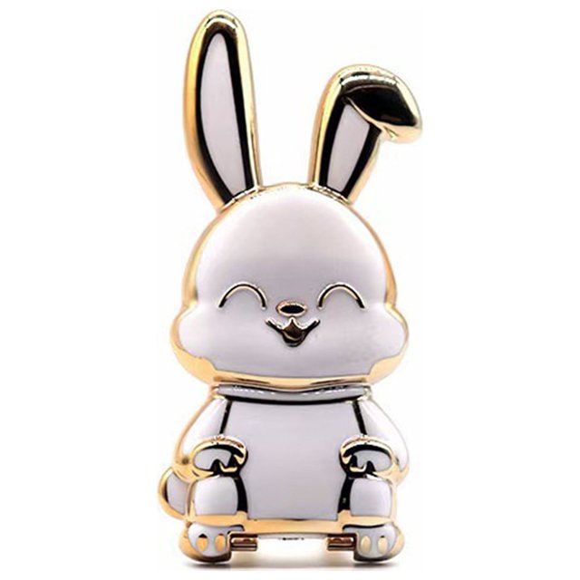 Soporte para teléfono móvil con forma de carrito de conejo, autoadhesivo, con gran capacidad de carga, galvanizado, adorable anillo para dedo, accesorios para teléfono móvil.