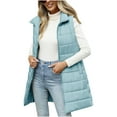 thumbnail image 4 of CHUMUD Long Puffer Vest Women Ultra Lightweight Puffy Jacket Warm Sleeveless Fall Winter down Coat Outerwear with Pockets, 4 of 9