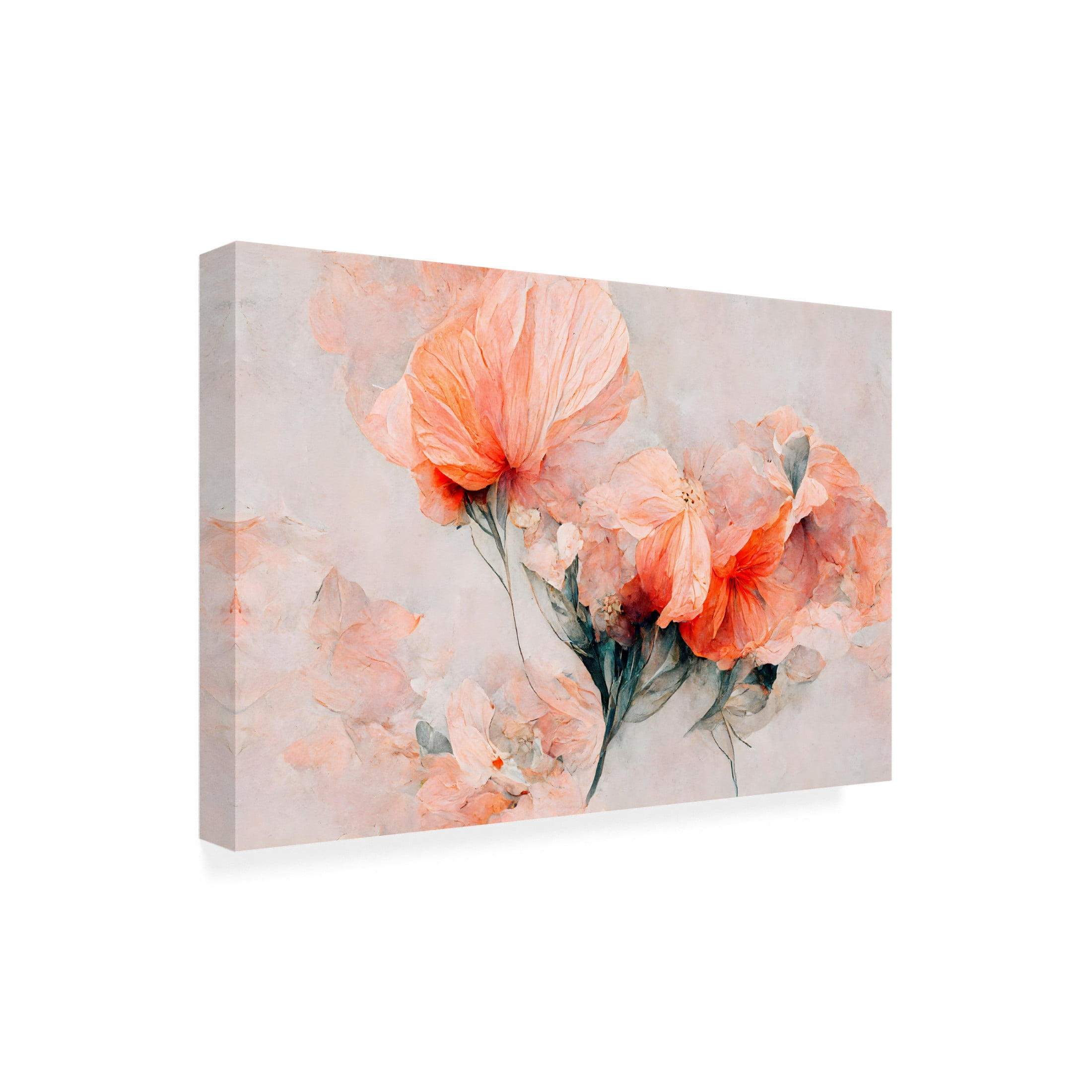 Canvas Wall Art - Treechild 'Wild Flowers On Beige Background' Wall Art for Living Room, Bedroom, or Office D?cor by Trademark Fine Art - 24 x 16 Inches