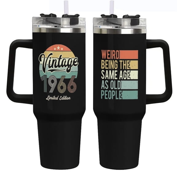 60th Birthday Gifts for Men Women, Vintage 1966 60th Birthday Decorations for Him Her, Turning 60 Year Old Gifts Ideas for Man, Woman, Mom, Dad, Wife, Husband - 40 Oz Tumbler Cup
