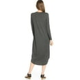 thumbnail image 3 of Sassy Apparel Womens Lounging to Casual Soft Comfortable Elastic Loose Fit Flowy Round Neck Long Sleeve Solid Color Tunic Long Fashion Dress, 3 of 3