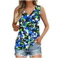 thumbnail image 2 of Tank Tops for Women under $5 Sleeveless V-Neck Printed Top Sky Blue M, 2 of 5